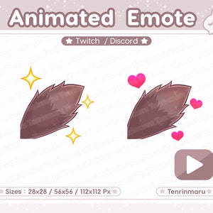 Animated Emote | Cute Tail Wag | Brown color | hearts | sparkles | wolf |  fox | fluffy | Kawaii cat/Kitty Cat | Twitch/Discord