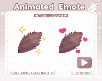 Emote animata / Scodinzolio carino / Colore marrone / Cuori / Brillantini / Lupo / Volpe / Soffice / Gatto kawaii / Gattino / Twitch/Discord