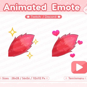Animated Emote | Cute Tail Wag | Red color | hearts | sparkles | wolf |  fox | fluffy | Kawaii cat/Kitty Cat | Twitch/Discord