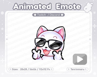 ANIMATED Cool Sunglasses Emote Cute Purple Cat - Etsy