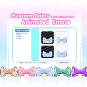 Animated Emote | Custom Color | Cat Ear Wiggle Emote | Cute Cat | Twitch/Discord/Youtube | Kawaii cat/Kitty Cat