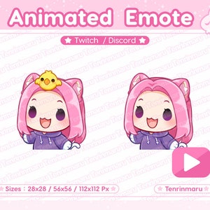 アニメーションエモート | ウィグルエモート | かわいい猫娘 | ピンク髪 | かわいいひよこ＆通常バージョン | Twitch/Discord/Youtube | かわいい猫/子猫