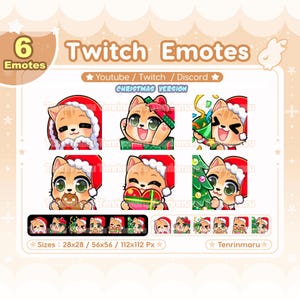 Christmas Cute Orange Cat x6 | Chibi Emotes Pack | Twitch/Discord/Youtube/badge | Kawaii cat/Kitty Cat | Xmas