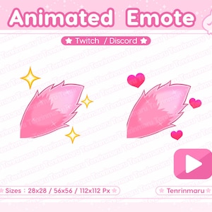 Animated Emote | Cute Tail Wag | Pink color | hearts | sparkles | wolf |  fox | fluffy | Kawaii cat/Kitty Cat | Twitch/Discord