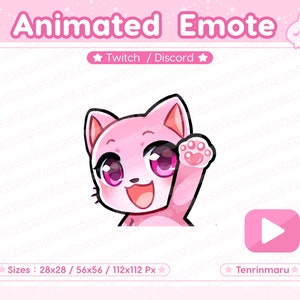 Gesto animado / Gesto de saludo / Lindo gato rosa / Twitch / Discord / YouTube / Gato kawaii / Gatito