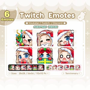 Christmas Cute Cat Girl emotes x6 | Blonde hair blue eyes | Chibi Emotes Pack| Magic |Twitch/Discord/Youtube/badge | Kawaii|Kitty Cat