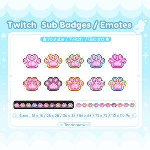 Cute Cat Paw x10 | Toe Bean | Sub badge Pack | Twitch/Discord/Youtube/badges | Kawaii | Chibi | Emotes | Bit