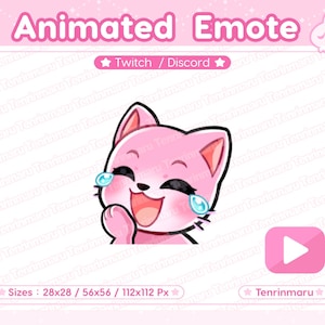 Animated Emote | Laugh | Cute Pink Cat | Twitch/Discord/Youtube | Kawaii cat/Kitty Cat