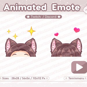 Animated Emote | Cat Ear Wiggle Emote | Brown color | Cute | hearts | sparkles | wolf | fox | Kawaii cat/Kitty Cat | Twitch/Discord