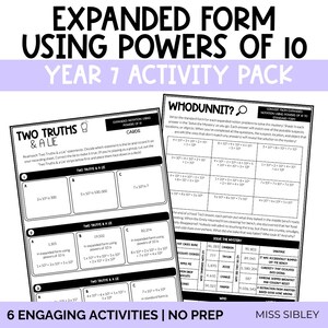 Expanded Form, Expanded Notation Using Powers of 10 Hands on Games and Interactive Activities (No Prep) | Australian Maths Curriculum