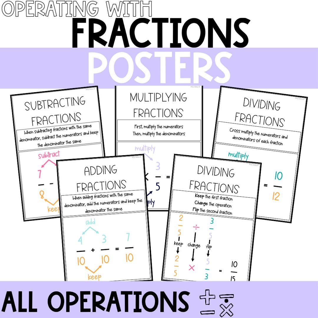 Operations With Fractions Math Posters | Maths Anchor Chart ...