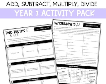 Operations with Decimals (Add, Subtract, Multiply & Divide Decimals) Worksheets, Hands On Activities NO PREP | Australian Maths Curriculum