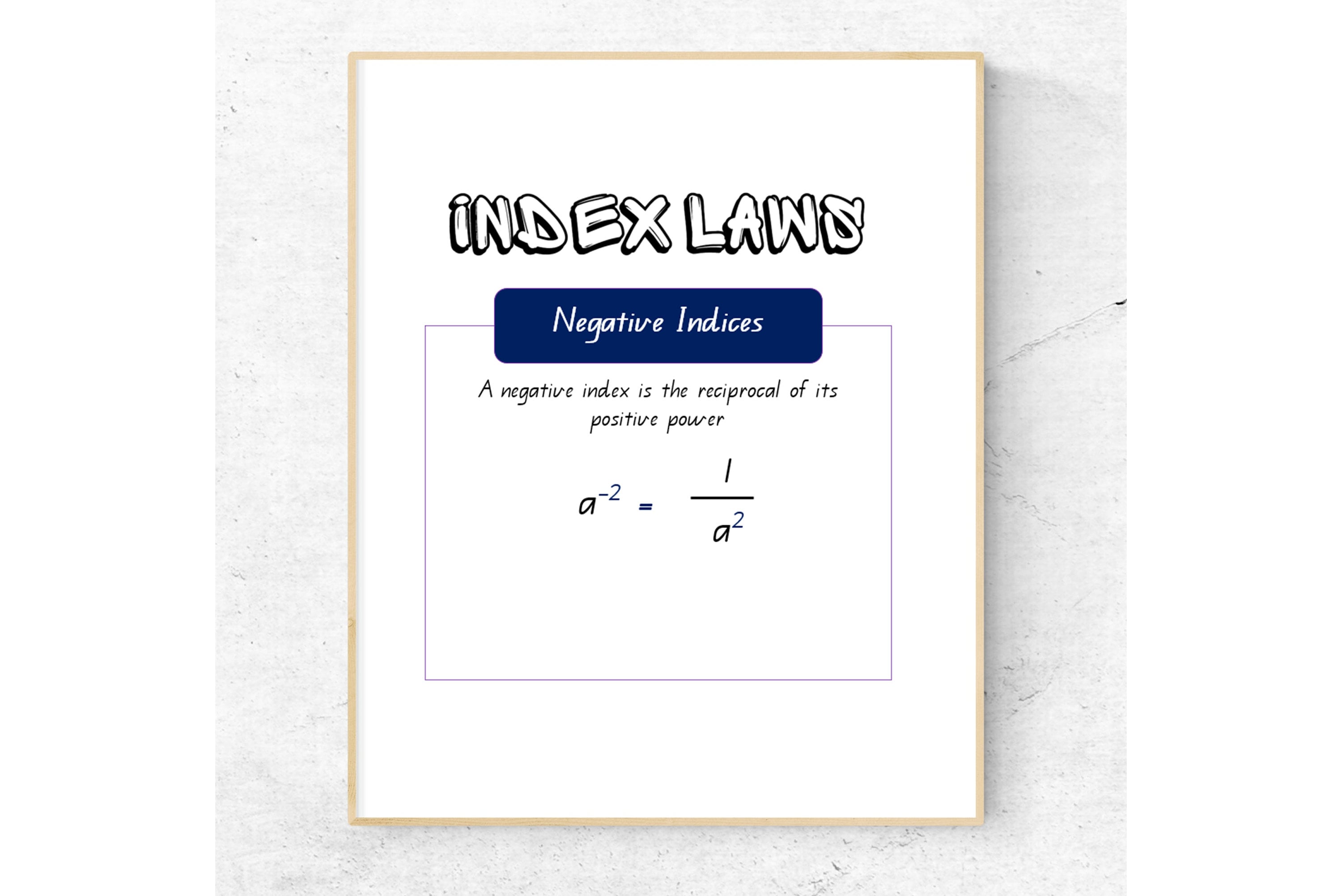Index Law Maths Posters Indices Powers and Exponents Rules Etsy Australia