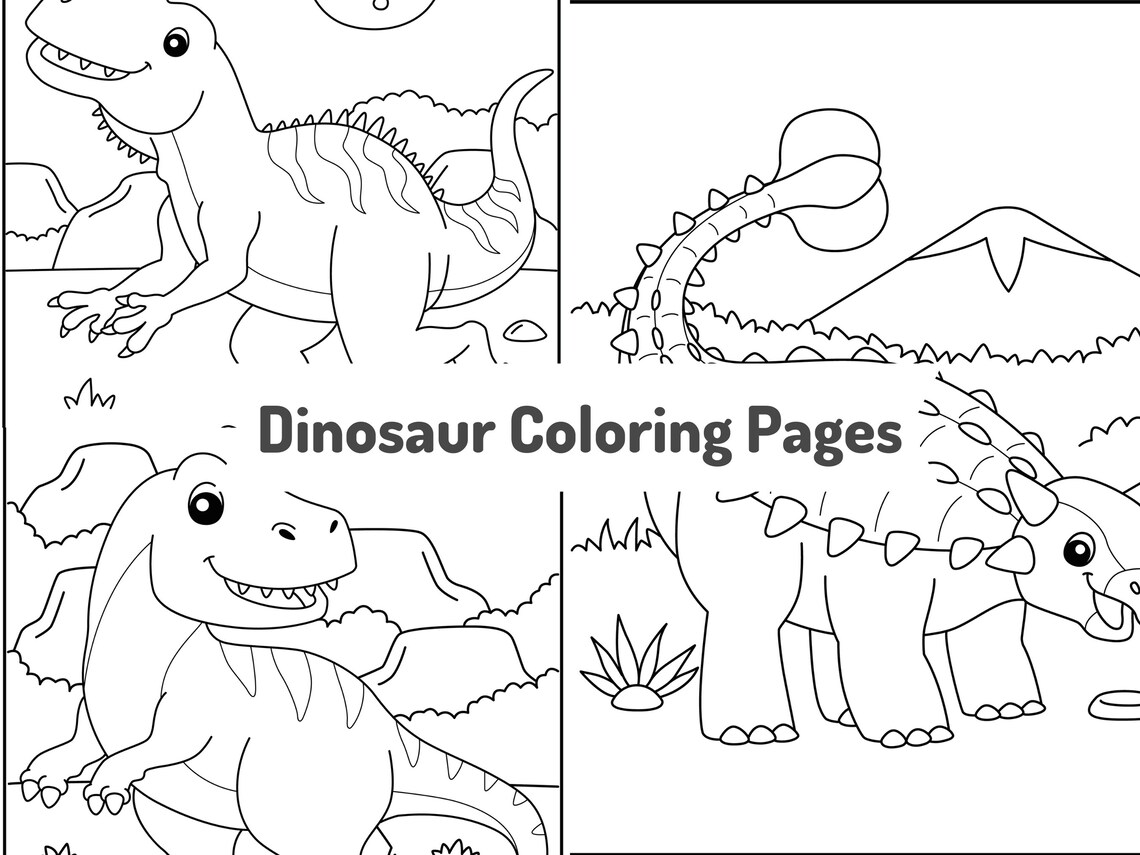 Dinosaur Coloring Books for Children Set of 30 Printable Etsy