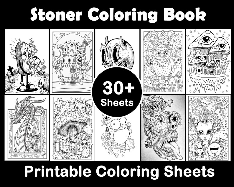 Stoner Coloring Book 30 Pages Etsy