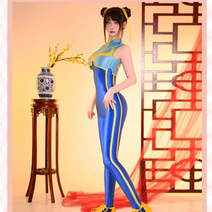 Street Fighter Chun Li Cosplay Costume Halloween Show Body Suit Spandex Suit