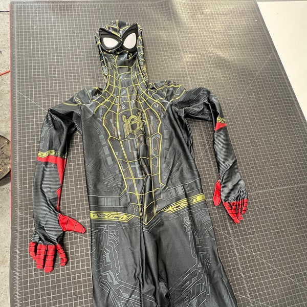Spider man No Way Home Black Gold Suit, Cosplay Costume Halloween Body Suit