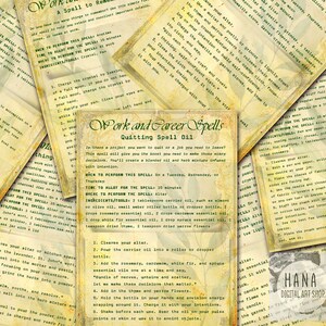 CAREER SPELLS, Witch Spells, Ephemera, Junk Journal Kit, Witchy Vibe, Instant Download, Book of Shadow, BOS, Witchy handbook, Work spells
