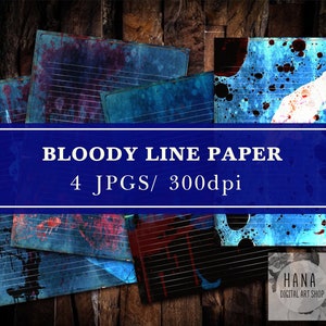 BLOODY LINE PAPER, Creepy Journal Printable Pages, Digital Ephemera, Printable Collage Sheets, Junk Journal, Blood Texture, Pages Printable