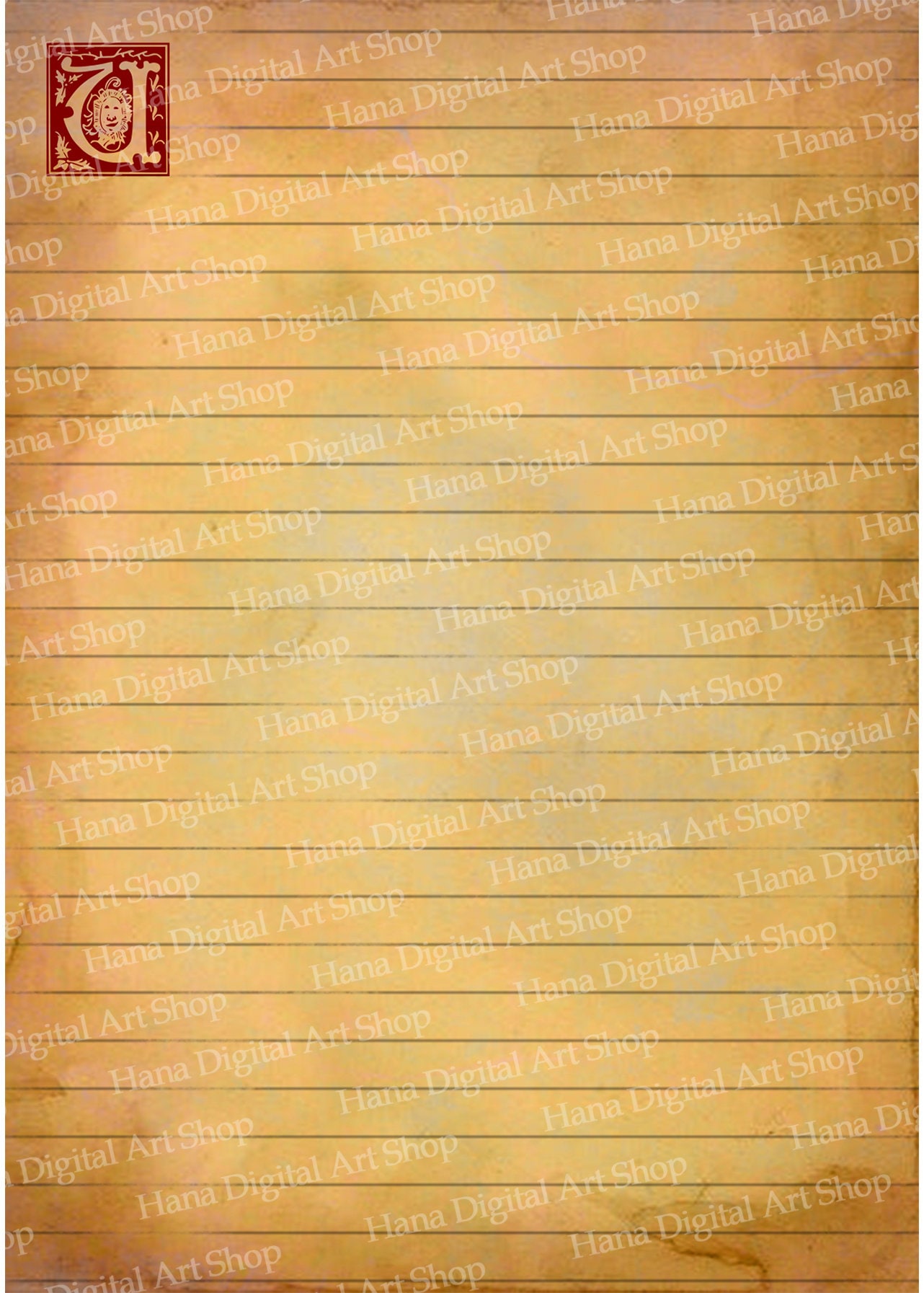 ALPHABET LINED Paper, Vintage Lined Paper, Paper to Write On, Digital