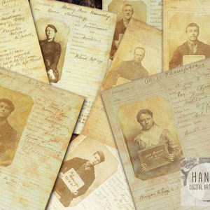 CRIMINAL VINTAGE PAPER, Ephemera, Junk Journal Kit, Scrapbooks, Paper Crafts, Instant Download, Criminal, Black Journal, Vintage Mugshot