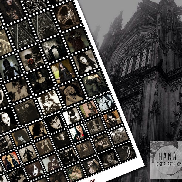 48 GOTHIC STAMPS, Goth stamps, Printable Stamp, Dark academia stamp, Gothic stamps, Steampunk stamps, Digital Stamp, Digital Download stamps