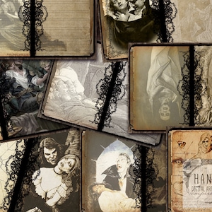 VAMPIRE JOURNAL BOOK, Book of shadow , Vintage journal, Dracula art, witchcraft, vampire book, Digital Download, dracula portrait, vampire