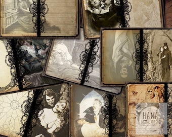 VAMPIRE JOURNAL BOOK, Book of shadow , Vintage journal, Dracula art, witchcraft, vampire book, Digital Download, dracula portrait, vampire