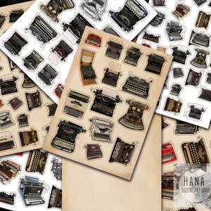TYPEWRITER FUSSY-CUT, Bird Clip Art, Adesivos para máquina de escrever, Cartão postal para máquina de escrever, Máquina de escrever, Corte digital exigente, adesivos digitais, download