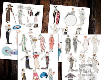 VINTAGE CLOTHES CLIPARTS, Vintage Models, Vintage Woman, Vintage Fashion, 30s 40s Fashion, Vintage dress, Digital Vintage dress, Clothes