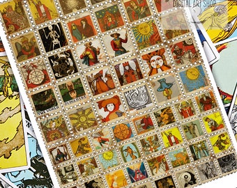 Tarot Stamps: Fairy Tale Printable Vintage Stamps (Digital Download)