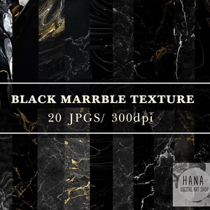 May include: A set of 20 digital black marble textures with gold accents. The textures are high resolution, 300 dpi, and perfect for use in design projects.