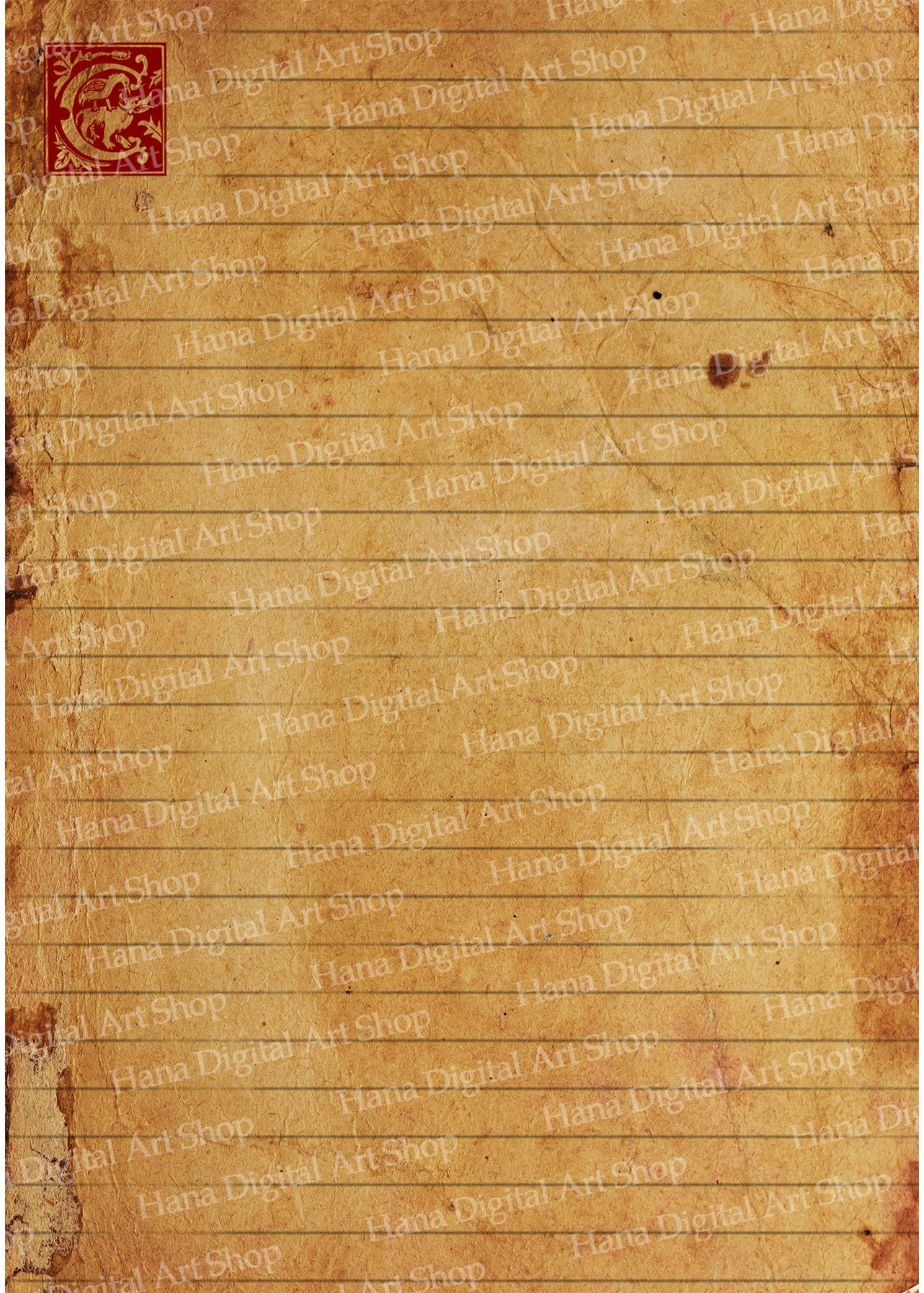 ALPHABET LINED Paper, Vintage Lined Paper, Paper to Write On, Digital