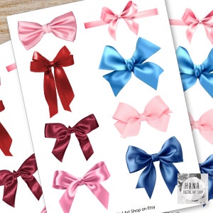 Digital Bows Clipart Collection | Colorful Bow Illustrations | Instant Download | DIY Craft and Design Elements, Cute bows, Cute Digital bow