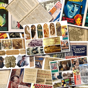 HUGE SHERLOCK HOLMES Kit, Ephemera, Junk Journal Kit, Scrapbooks, Paper Crafts, Instant Download, Brown Journal, Detective, Conan Doyle
