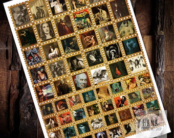 Vampire Stamps, Dracula Art, Gothic Ephemera (Digital Download)