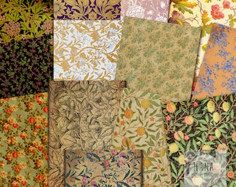 FLORAL VINTAGE BACKGROUNDPAPER, ensemble de papier peint, papier peint vintage, papiers de fond vintage, papiers de fleurs vintage, journal indésirable, téléchargement