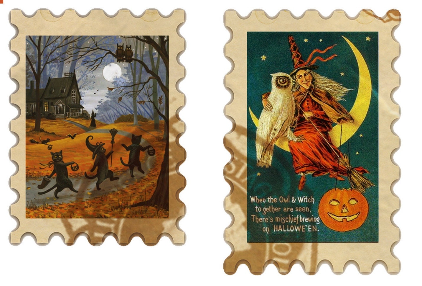 50 STAMPS, Printable Halloween Stamp, Halloween Letters, Horror Stamps