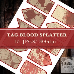 BLOODY VINTAGE TAG, etiquetas vintage, etiquetas vintage de 1943, etiquetas de boticario, salpicaduras de sangre, libro mayor y carta vintage, etiquetas imprimibles