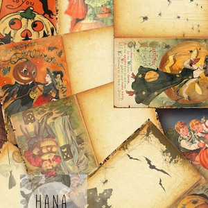 DIGITAL Vintage Halloween Journal Printable Pages, Digital Ephemera Download, Printable Collage Sheets,  Junk Journal