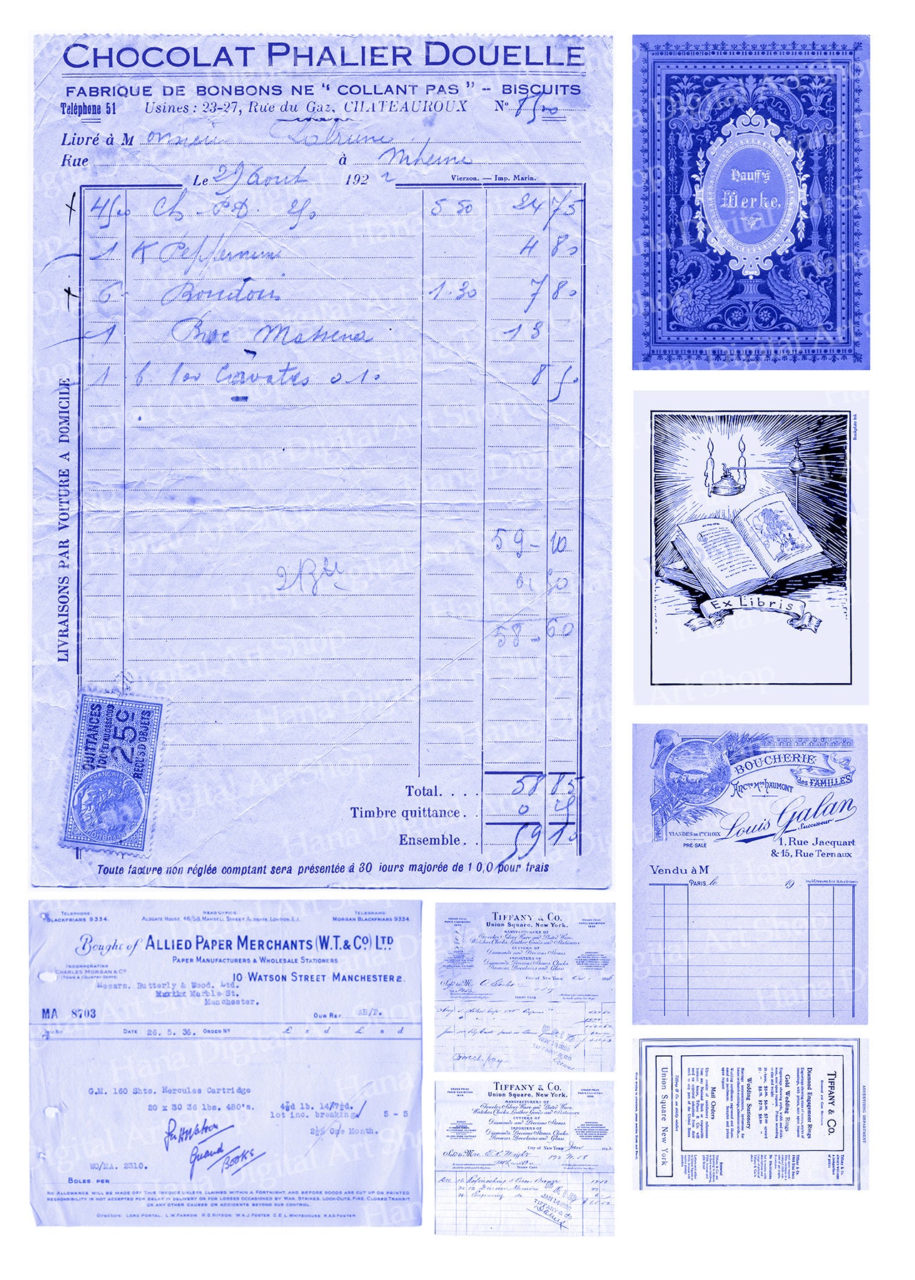 BLUE VINTAGE EPHEMERA Blue Junk Journal Blue Printable Kit - Etsy