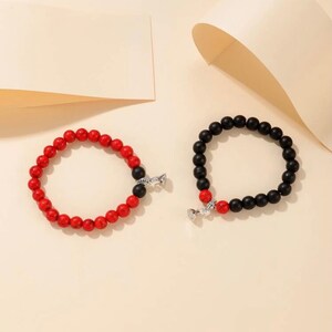 Couples Magnetic Bead Bracelet Red