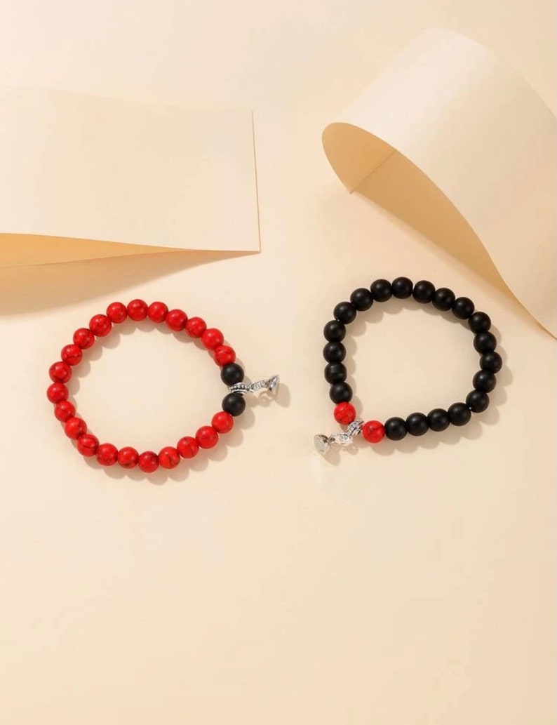 Couples Magnetic Bead Bracelet Red