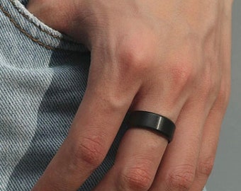 Mens Black Minimalist Ring