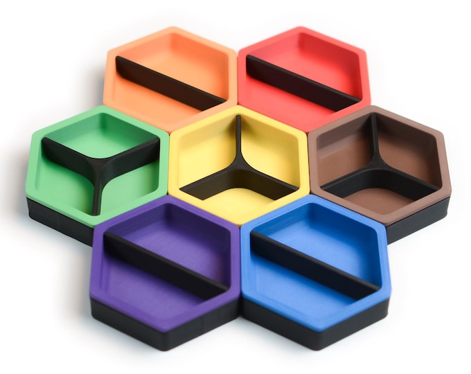 Magnetic Hexagon Board Game Token Tray – Custom Color Organizers