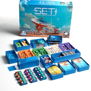 Inserto/organizador para juego de mesa SETI (compatible con fundas para cartas + juego de fichas opcional)