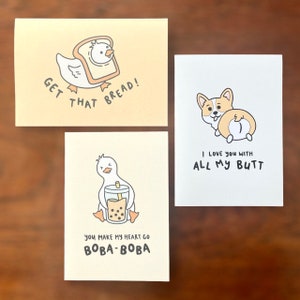 Niedliche Geschenkkarten Enten I Love You Grußkarten Boba Duck Mops Butt Karten corgis Geschenkkarten