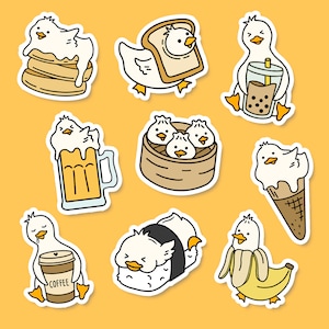 Ente Sticker | Ente Sticker | Enten Boba Tee Bubble Tea Bier Schnaps Knödel Eis Kaffee Sushi Pfannkuchen Bananenbrot