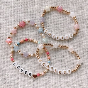 Pretty stars bracelet , Fearless , Lover , Handmade beaded bracelet , friendship bracelets , eras tour