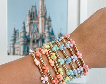 Dainty Mouse Beads on Gold Beaded Bracelet